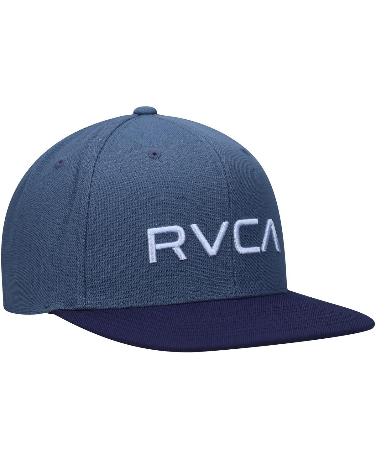Shop Rvca Men's  Blue And Navy Twill Ii Snapback Hat In Blue,navy