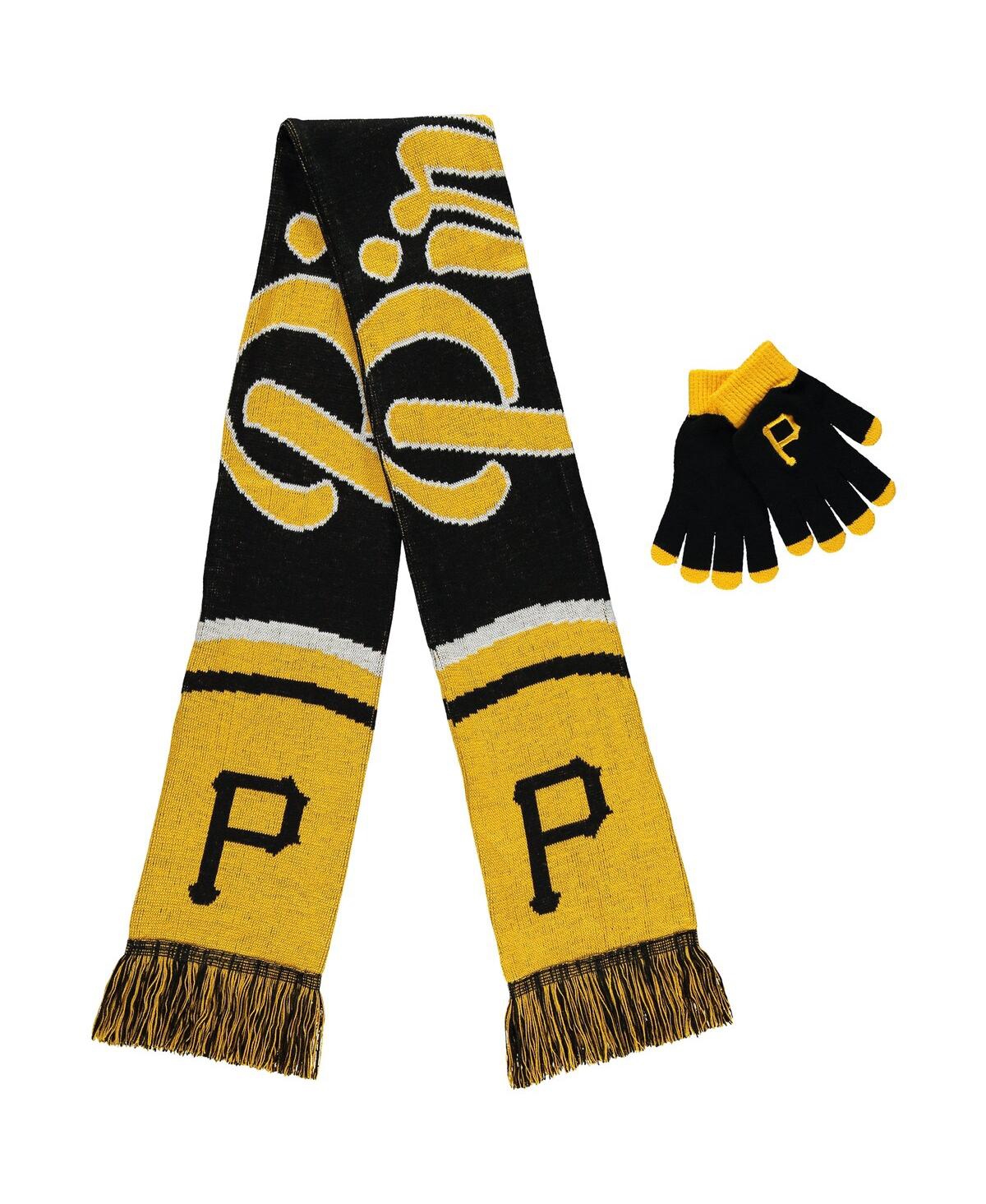 Foco Women's Pittsburgh Pirates Glove And Scarf Set In Yellow,black