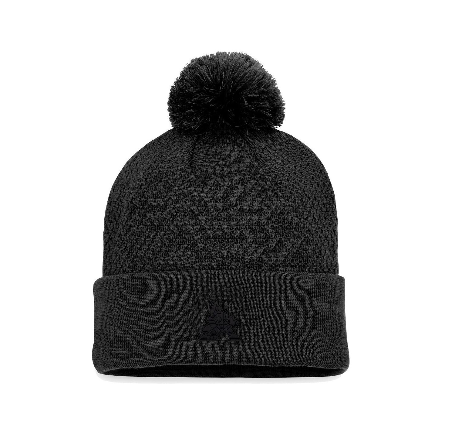Women's Black Arizona Coyotes Authentic Pro Road Cuffed Knit Hat with Pom