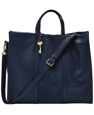 Fossil Carmen Leather Tote Bag - Macy's