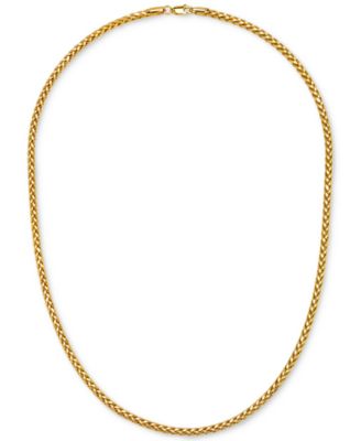 Polished Square Wheat 20" Chain Necklace (3mm) in 14k Gold
