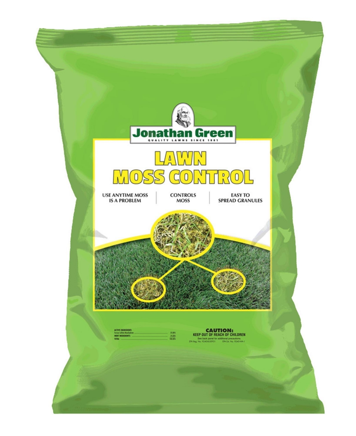 Lawn Moss Control, 20lb bag, 5,000 sq ft - Green