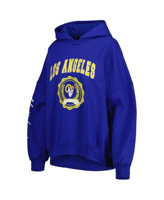 Women's Royal Los Angeles Rams Becca Drop Shoulder Pullover Hoodie