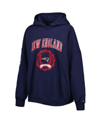 Women's Navy New England Patriots Becca Drop Shoulder Pullover Hoodie