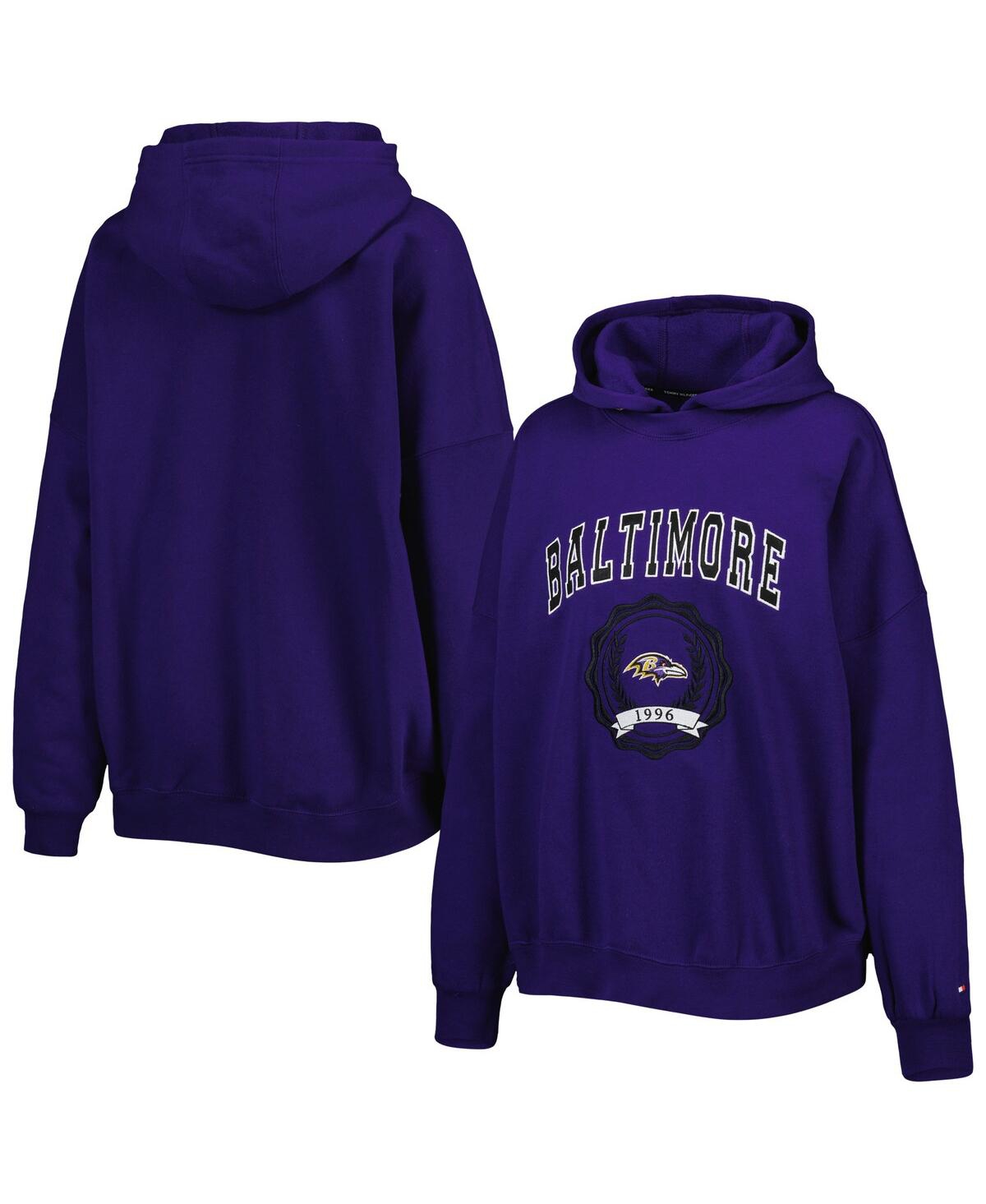 Shop Tommy Hilfiger Women's  Purple Baltimore Ravens Becca Drop Shoulder Pullover Hoodie