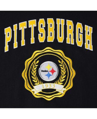 Women's Black Pittsburgh Steelers Becca Drop Shoulder Pullover Hoodie