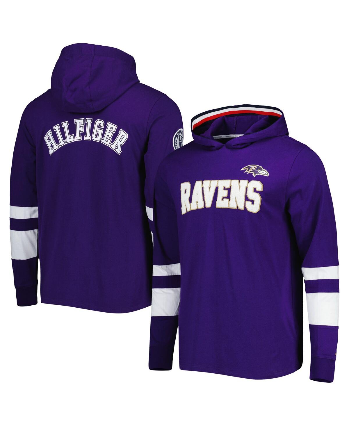 Tommy Hilfiger Men's  Purple, White Baltimore Ravens Alex Long Sleeve Hoodie T-shirt In Purple,white