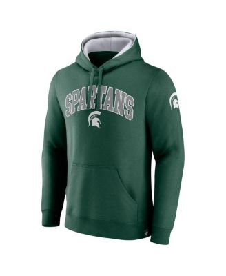 Men's Green Michigan State Spartans Arch and Logo Tackle Twill Pullover Hoodie