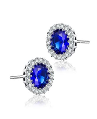 Sterling Silver with Colored Cubic Zirconia Stud Earrings