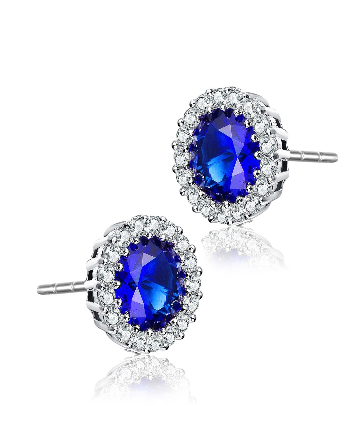 Sterling with Colored Cubic Zirconia Stud Earrings