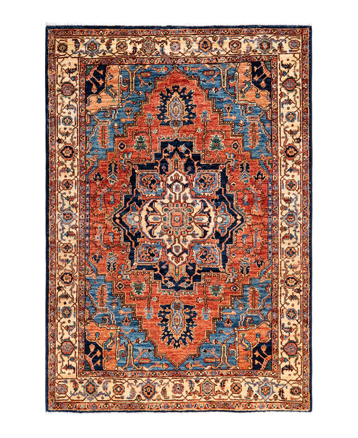 Adorn Hand Woven Rugs Serapi M1973 4' X 5'9" Area Rug In Blue
