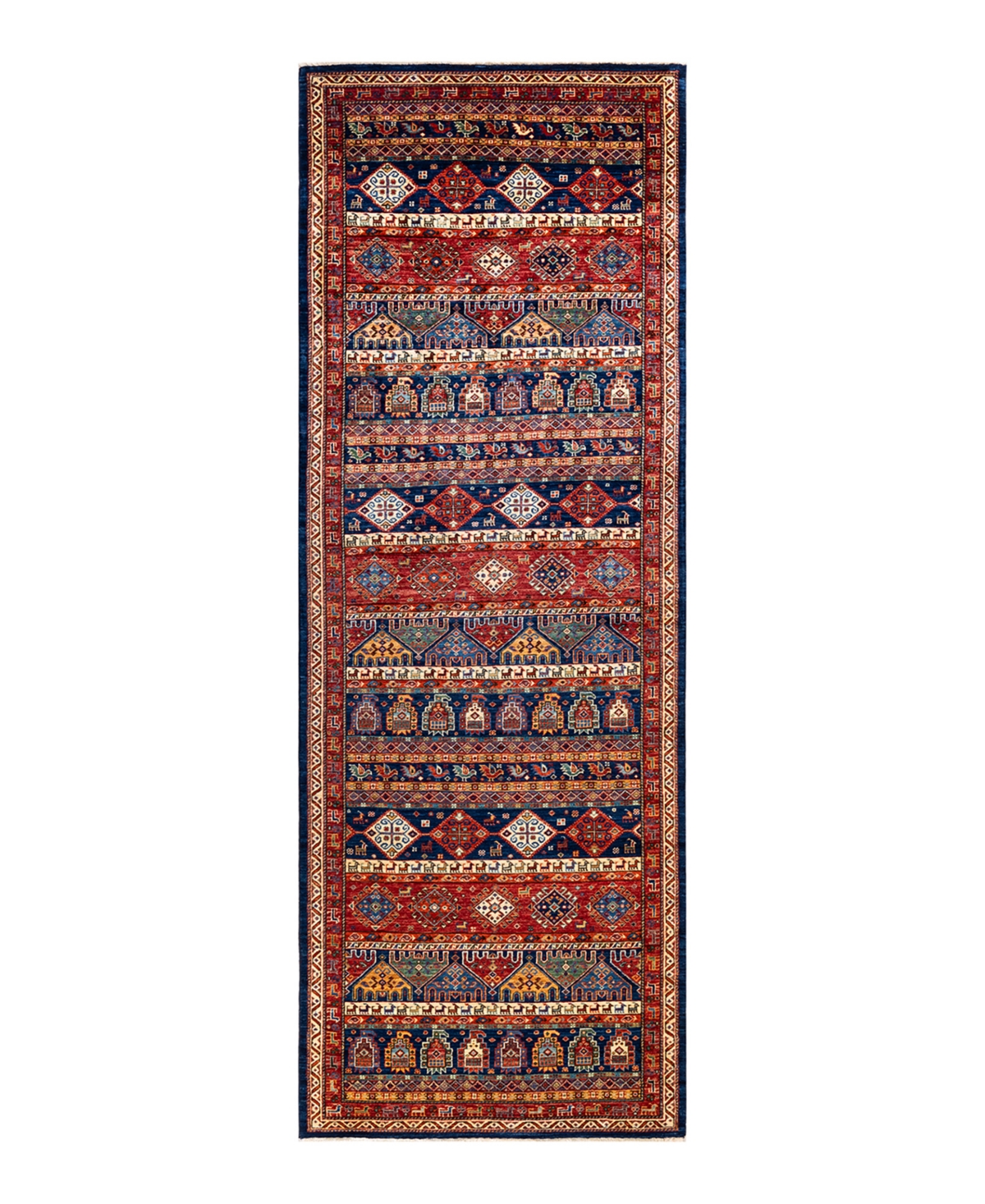 Adorn Hand Woven Rugs Serapi M1973 4'2in x 12' Runner Area Rug - Blue