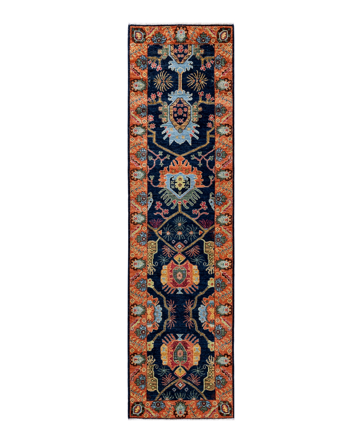 Adorn Hand Woven Rugs Serapi M1973 2'7" X 9'8" Runner Area Rug In Blue