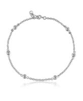 Genevive Sterling Silver Cubic Zirconia Anklet Yard Band Bracelet - Clear