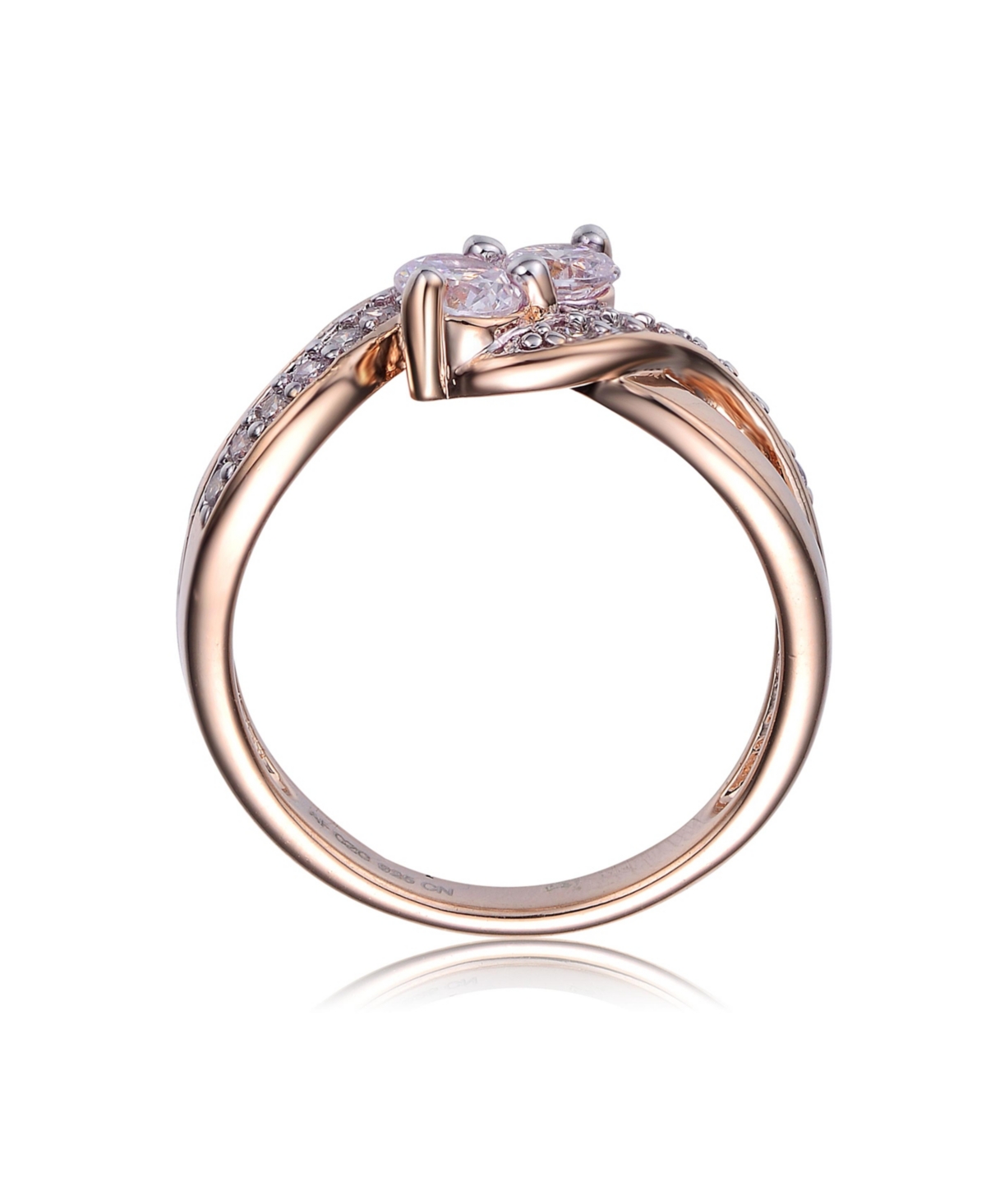 Genevive Sterling Silver White Cubic Zirconia Infinity-Inspired Rose Gold Plated Silver Ring - Two-Tone