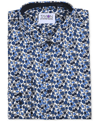 Tayion Collection Men's Slim-Fit Floral Dress Shirt - Macy's