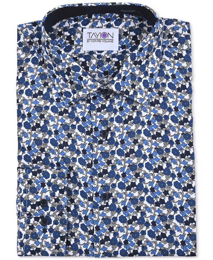 Tayion Collection Men's SlimFit Floral Dress Shirt Macy's