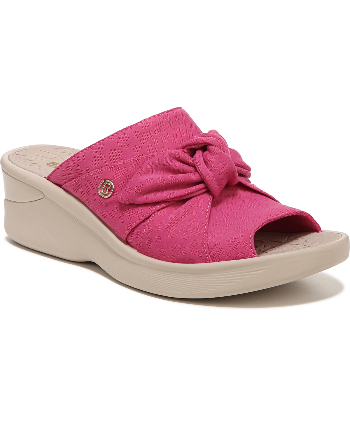 Smile Washable Slide Wedge Sandals - Pink Cheetah Fabric