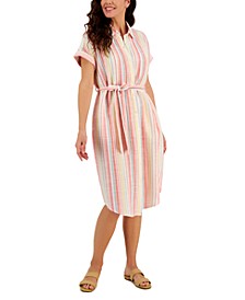 Women&apos;s Striped Short-Sleeve Shirtdress&comma; Created for Macy&apos;s