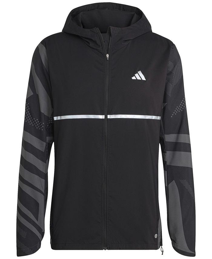adidas Own the Run Slim Fit Seasonal Zip-Front Printed Sleeve Jacket ...