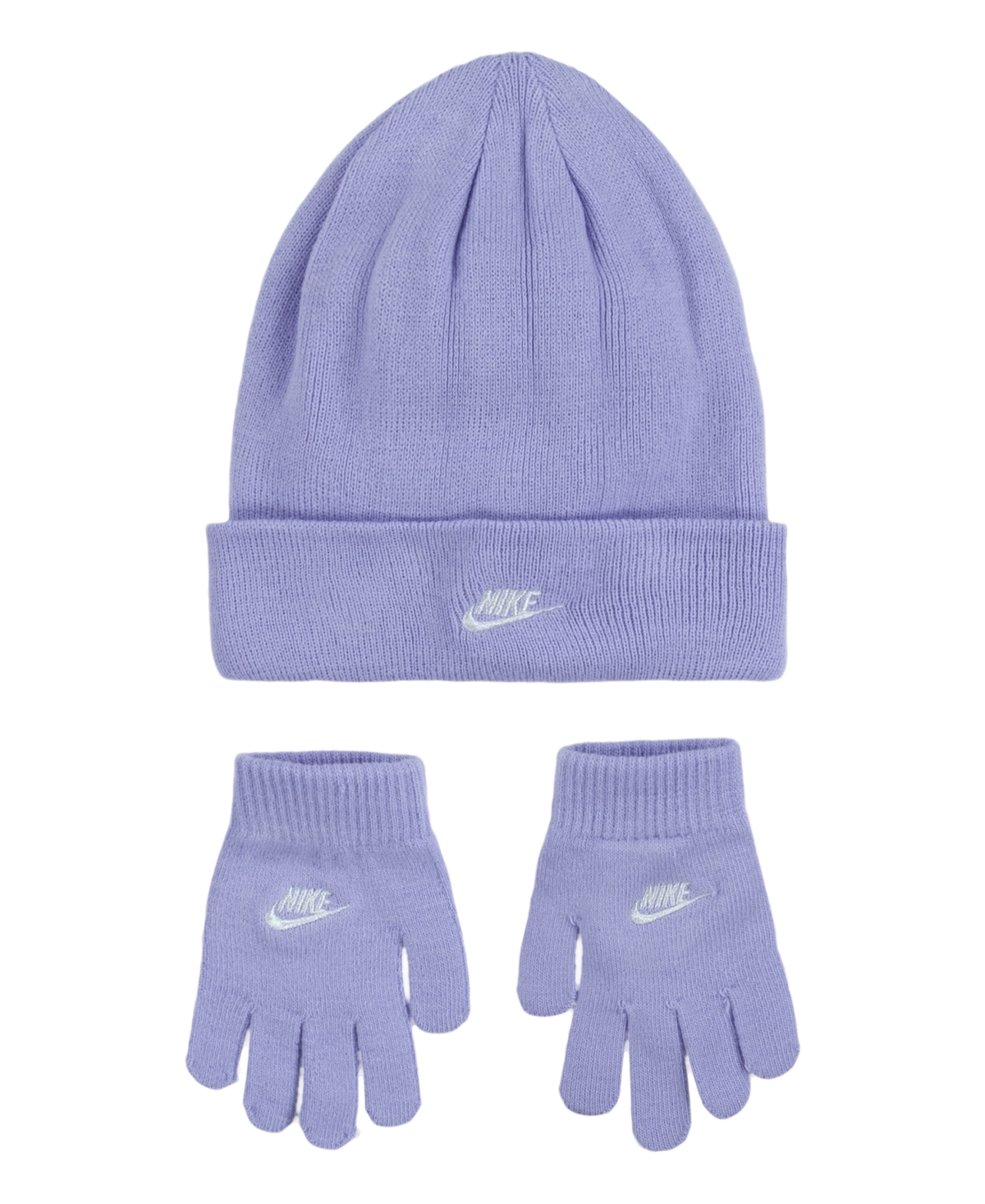 Nike Kids' Big Girls Club Beanie And Gloves Set In Purple Pulse