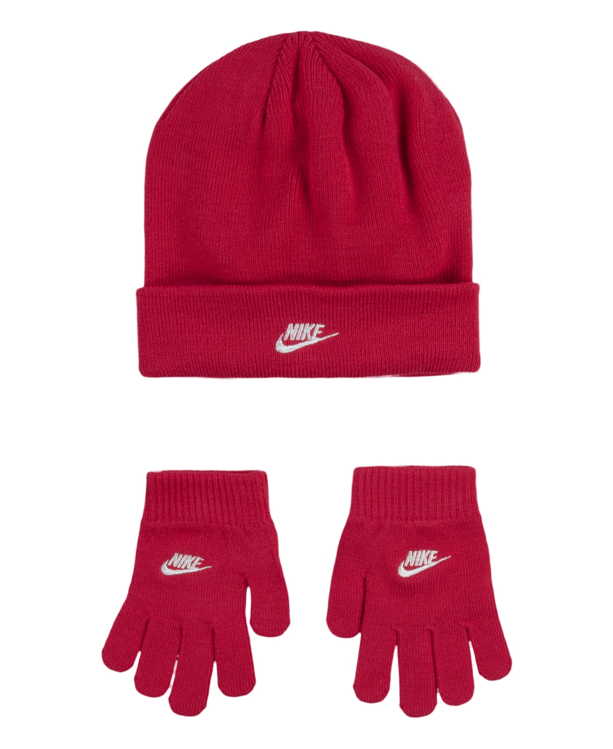 Nike Kids' Big Girls Club Beanie And Gloves Set In Rush Pink