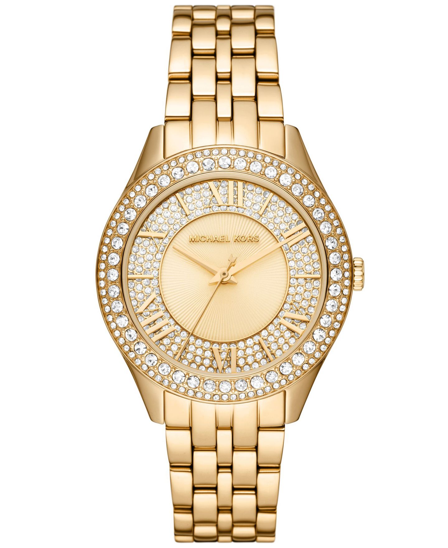 Женские часы Michael Kors Harlowe Three-Hand Gold-Tone Stainless Steel Bracelet Watch, 38mm — фото 1