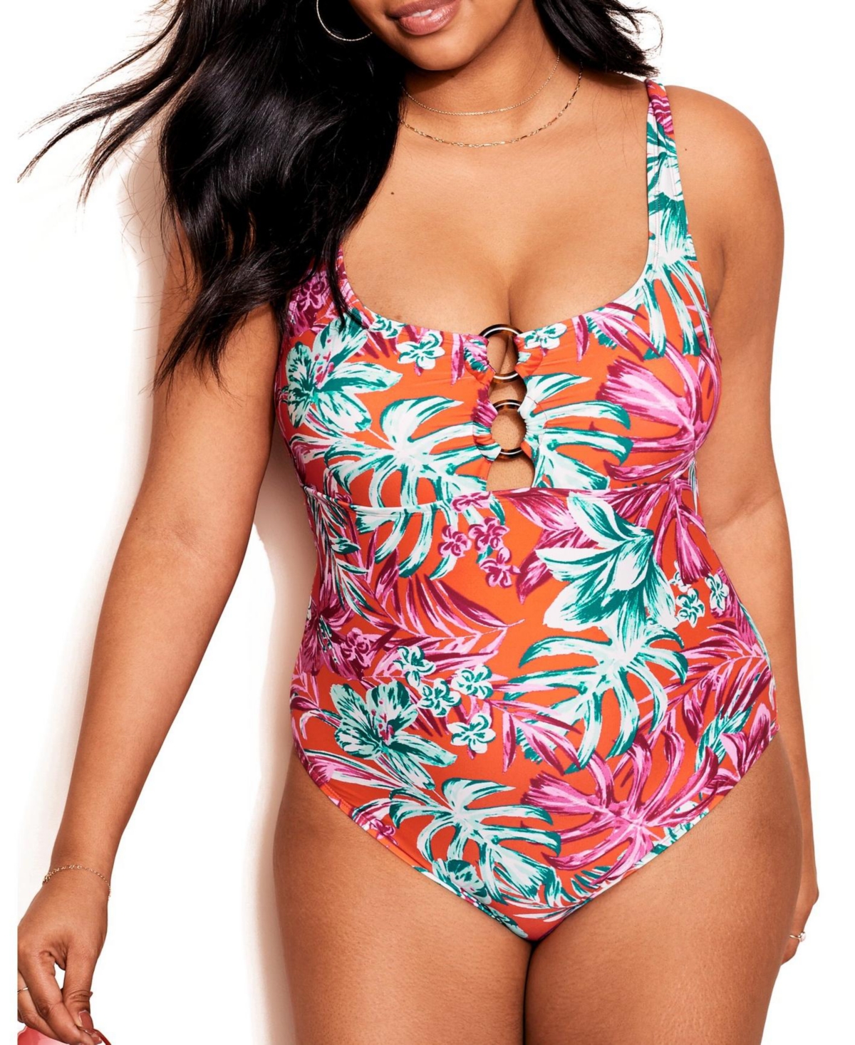 Plus Size Gregoria Swimwear One-Piece - Tropical orange