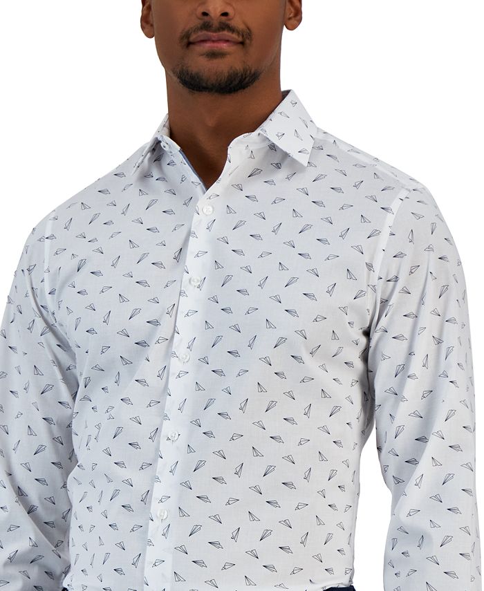 Bar III Men #39 s Slim Fit Paper Plane Dress Shirt Created for Macy #39 s Macy #39 s