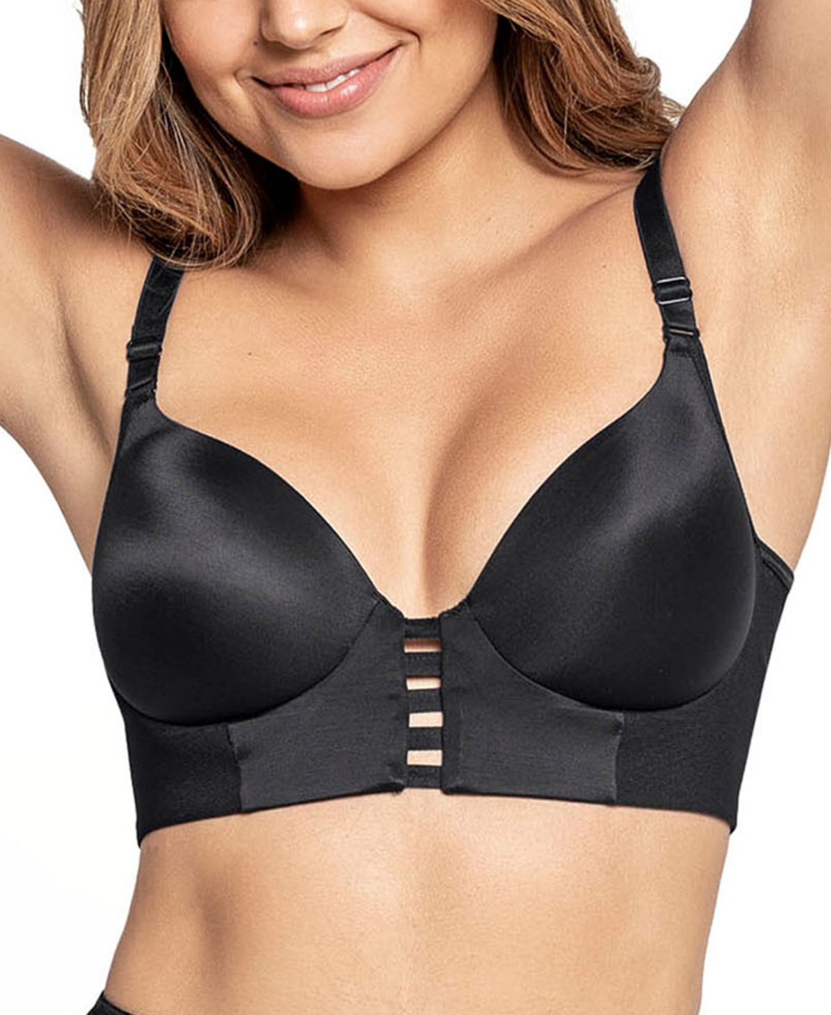 Memory Foam Push-Up Underwire Bustier Bra with Strappy Front