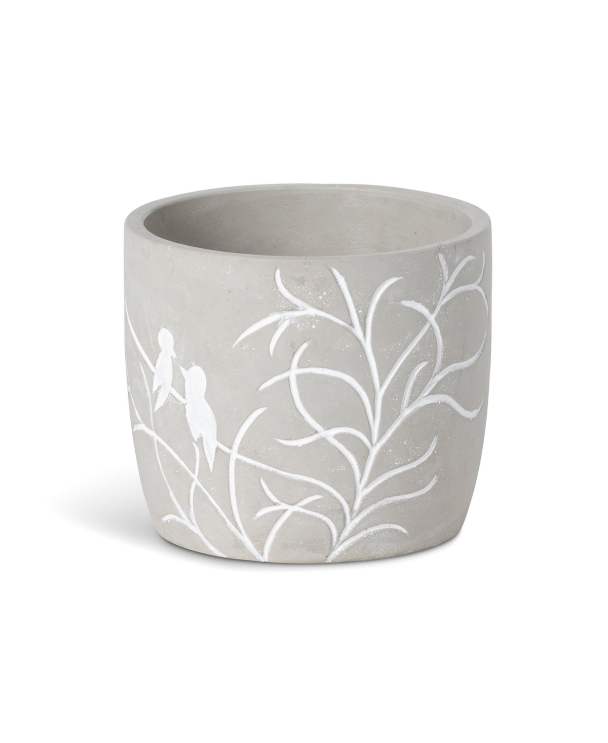 Lovebirds Silouette Cement Pot Large - Light/Pastel Grey