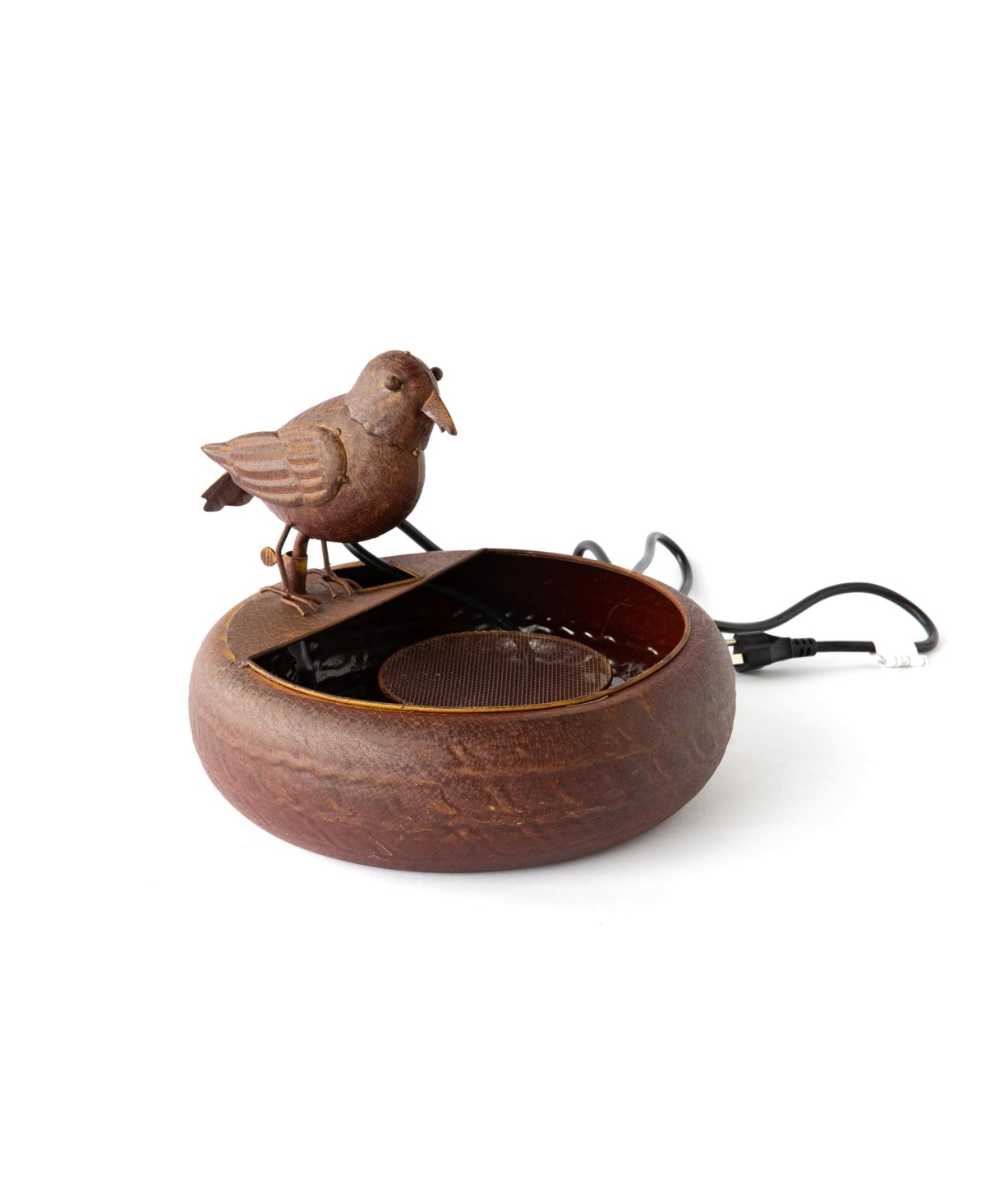 Folk Art Little Bird Fountain - Rust/ Copper