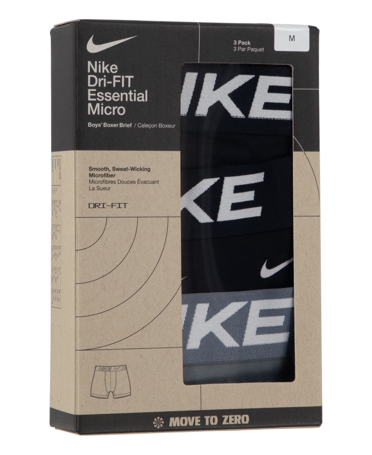 Nike Big Boys Essential Dri-fit Boxer Briefs, Pack of 3 - Black