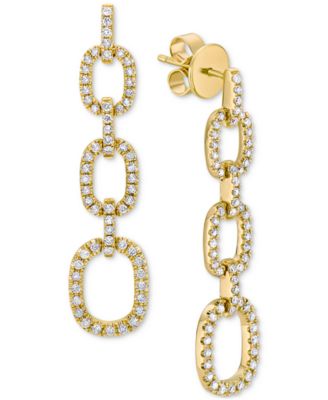 Macy's - Diamond Pav&eacute; Chain Link Drop Earrings (5/8 ct. t.w.)