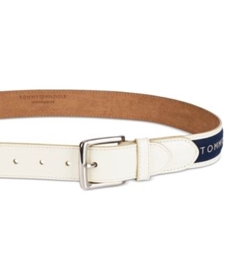 Men's Tri-Color Ribbon Inlay Leather Belt