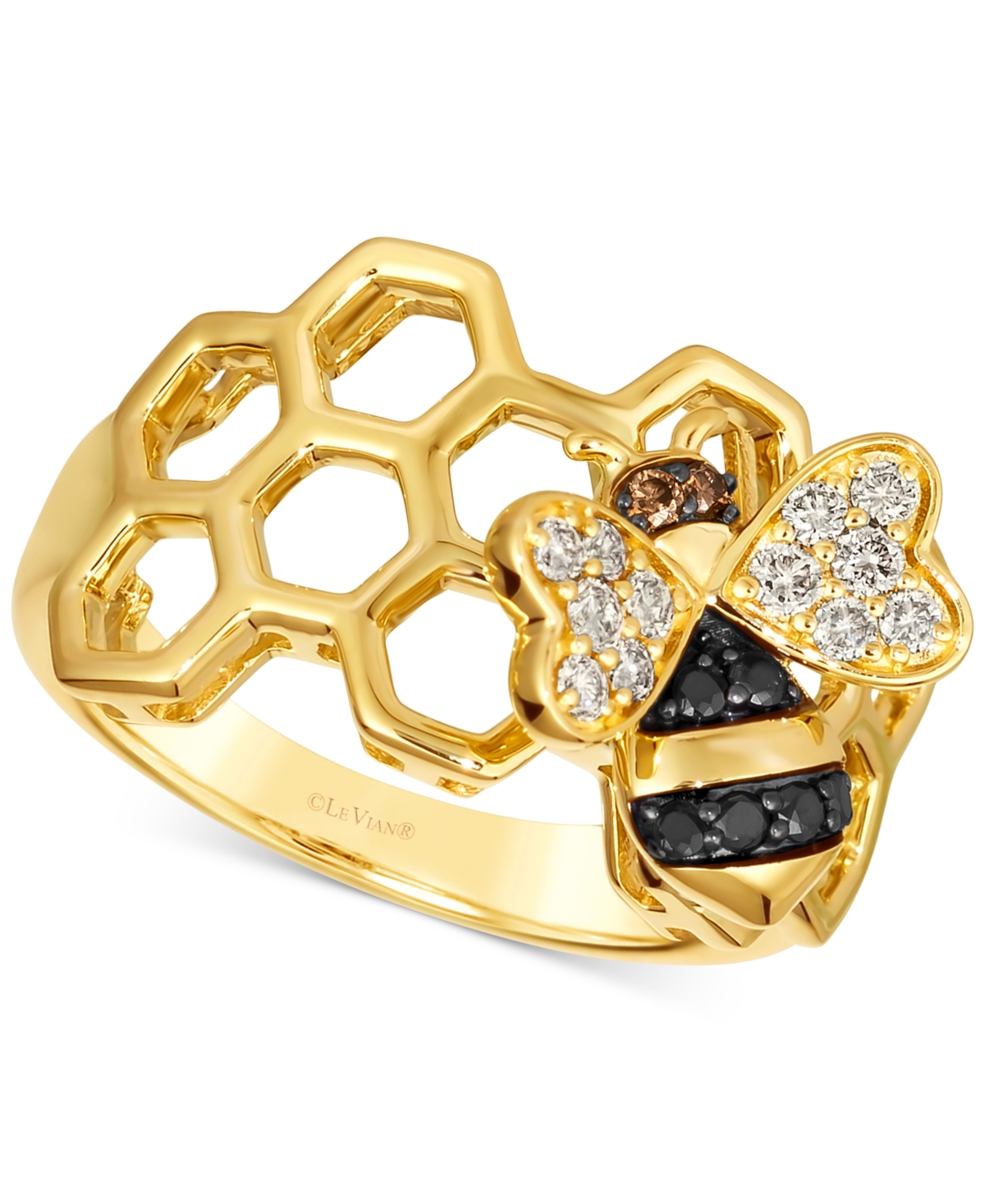 Le Vian Multicolor Diamond Honeybee Honeycomb Ring (1/3 Ct. T.w.) In 14k Gold In K Honey Gold Ring