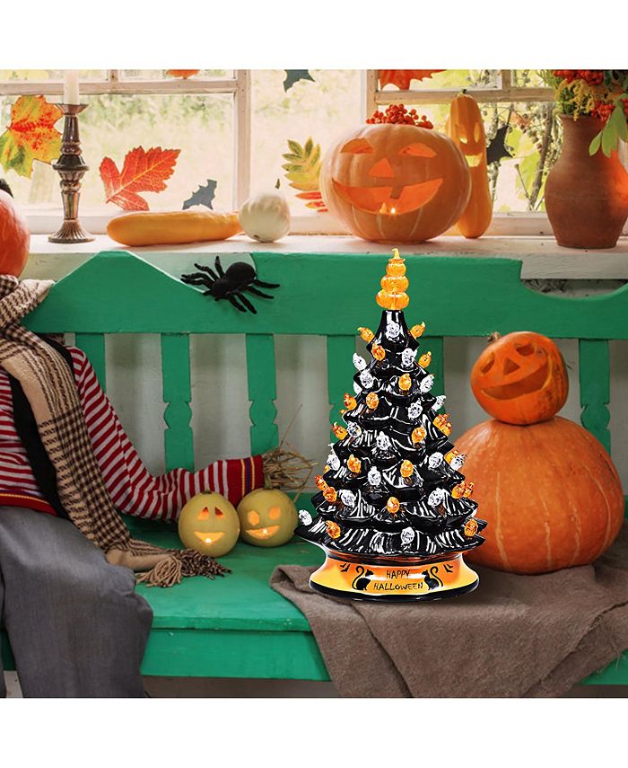 Costway 15'' PreLit Ceramic HandPainted Tabletop Halloween Tree Macy's