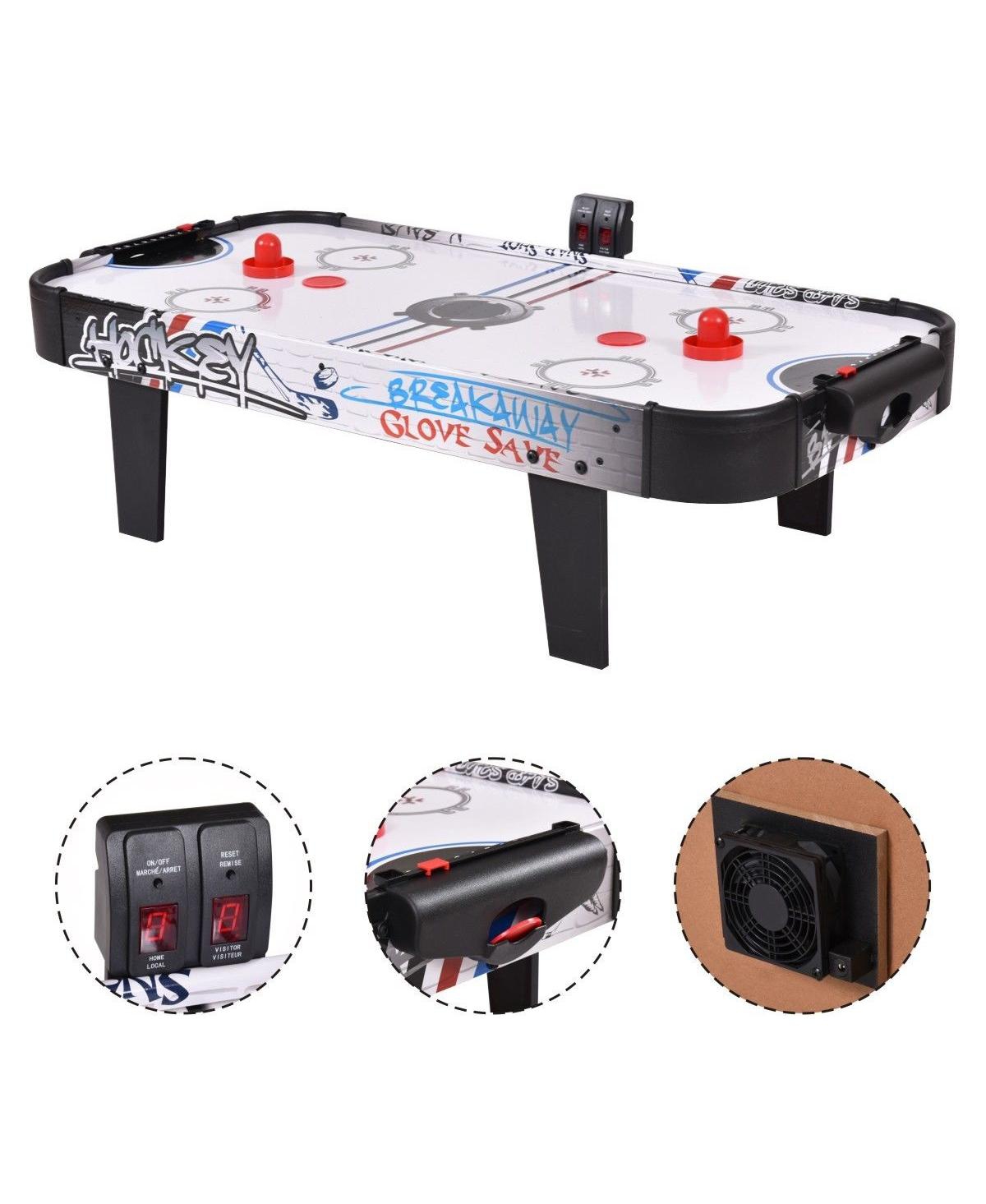 42''Air Powered Hockey Table Game Room Indoor Sport Electronic Scoring 2 Pushers