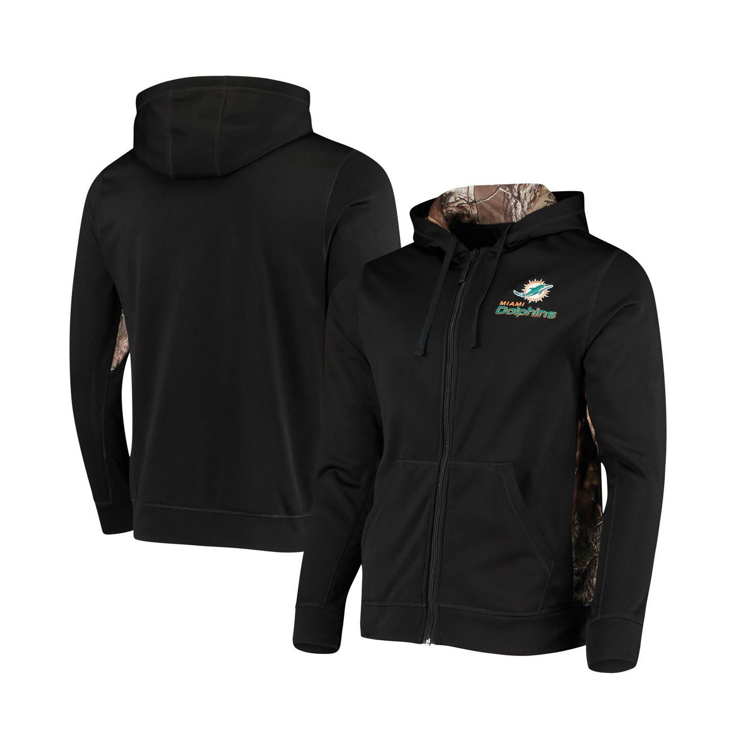 Мужское худи Dunbrooke Black, Realtree Camo Miami Dolphins Decoy Tech Fleece Full-Zip — фото 1