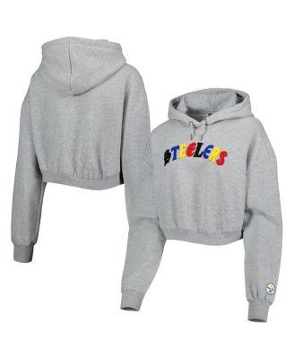 Women's Gray Pittsburgh Steelers Cropped Pullover Hoodie