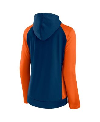 Women's Navy, Orange Chicago Bears End Around Raglan Full-Zip Hoodie
