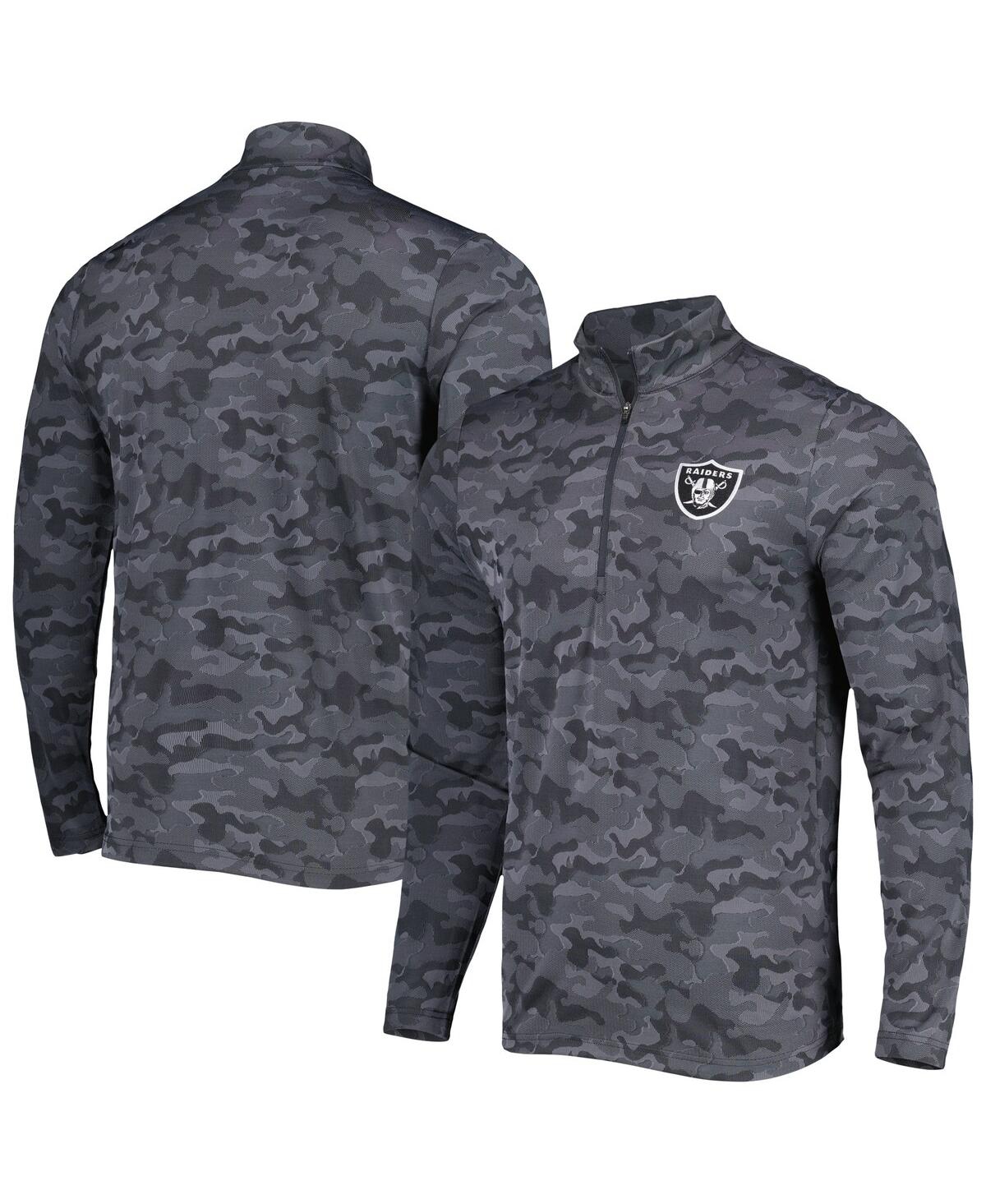 Shop Antigua Men's  Black Las Vegas Raiders Brigade Quarter-zip Sweatshirt