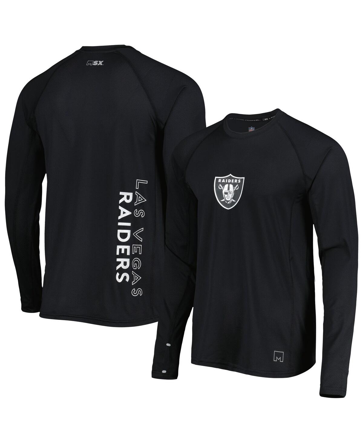 Msx By Michael Strahan Men's  Black Las Vegas Raiders Interval Long Sleeve Raglan T-shirt