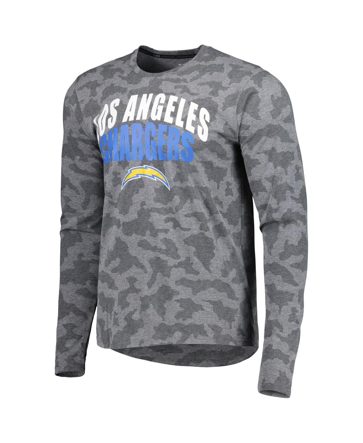 Shop Msx By Michael Strahan Men's  Black Los Angeles Chargers Performance Camo Long Sleeve T-shirt