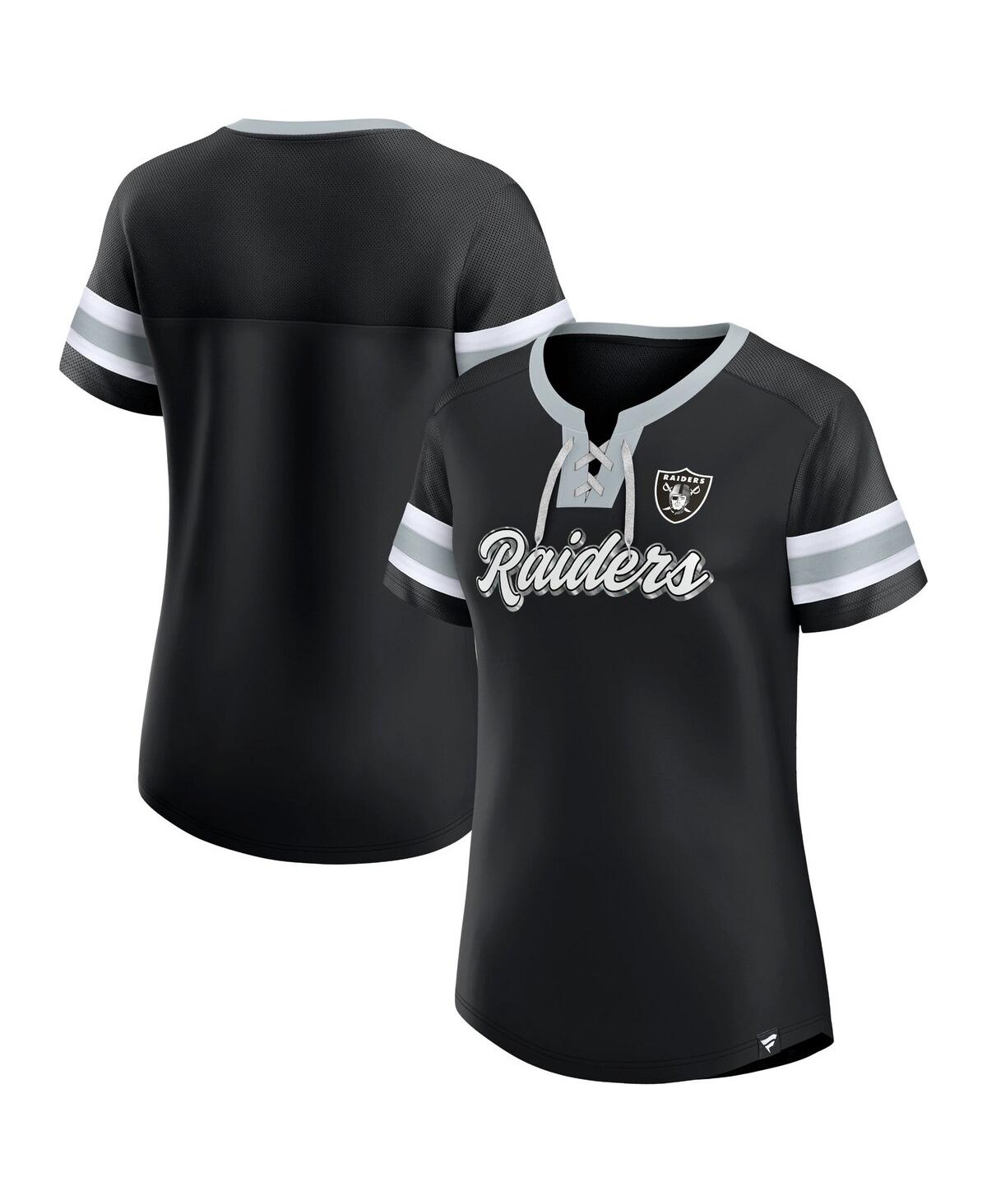 Fanatics Women's  Black Las Vegas Raiders Plus Size Original State Lace-up T-shirt In Black