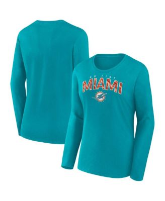 Women's Majestic Threads Tyreek Hill Aqua Miami Dolphins Name & Number  Raglan 3/4 Sleeve T