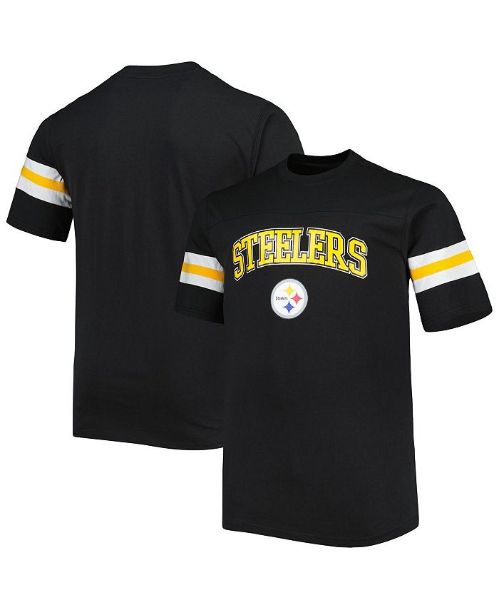 Profile Men's Black Pittsburgh Steelers Big and Tall Arm Stripe T