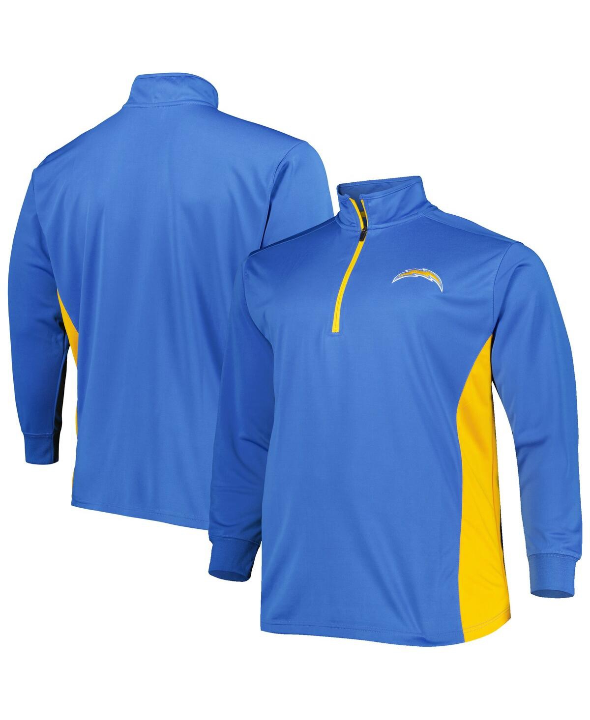 Shop Profile Men's Powder Blue And Gold Los Angeles Chargers Big And Tall Quarter-zip Jacket In Powder Blue,gold