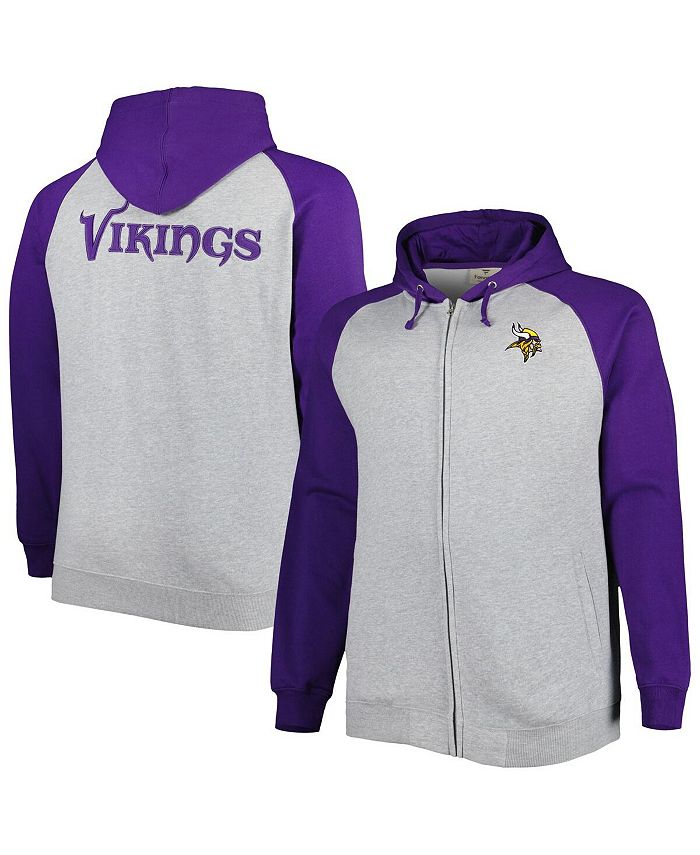 Profile Men's Heather Gray Minnesota Vikings Big and Tall Fleece Raglan