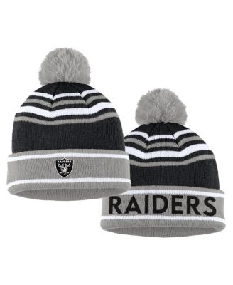 Women's Black Las Vegas Raiders Colorblock Cuffed Knit Hat with Pom and Scarf Set